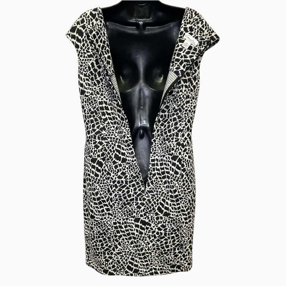 Kim Rogers Petite Womens 12P Dress Animal Print Bateau Neck Stretch Black White - Picture 6 of 13